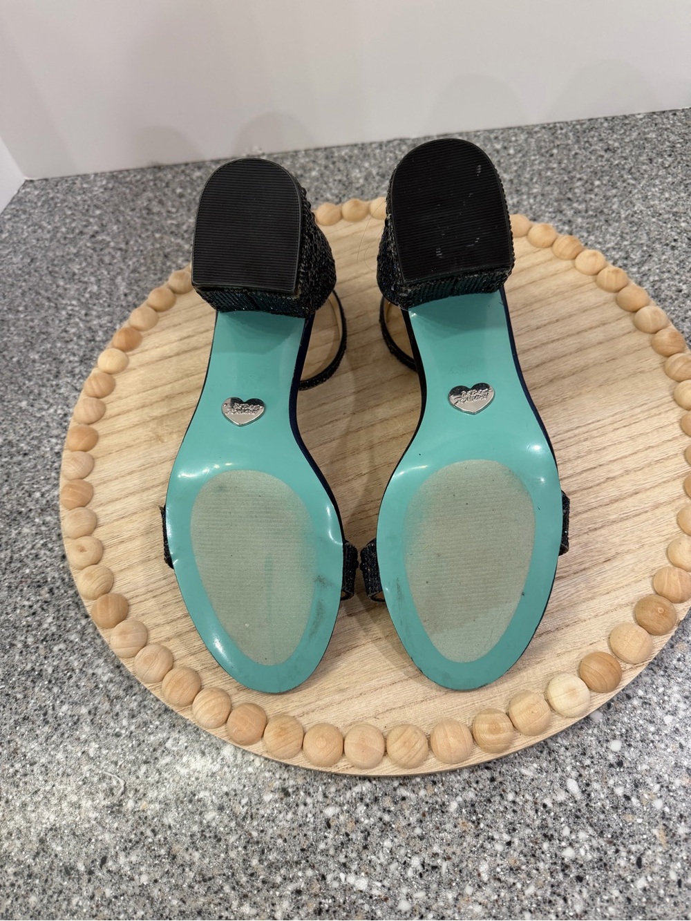 Blue by Betsey Johnson Mari Navy Rhinestone Block Heel Sandals 9.5 - Picture 8 of 9